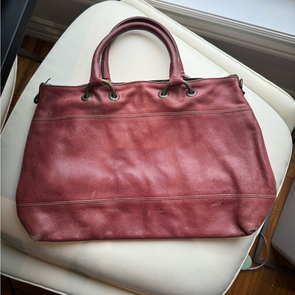 Plinio Visona Italian Leather Tote Bag – Burgundy